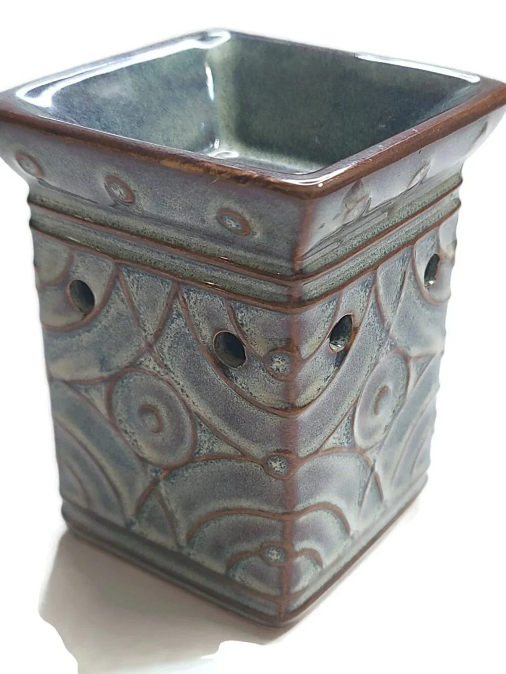 Scentsy LENORE Blue Brown Wall Plug In Mini Wax Warmer Aztec Geometric Retired
